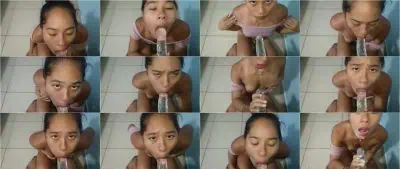ANNA Practice her Blowjob Skills with Dildo POV