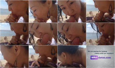 Asian Amateur Slut Sucks Off at the Beach You’re Salty